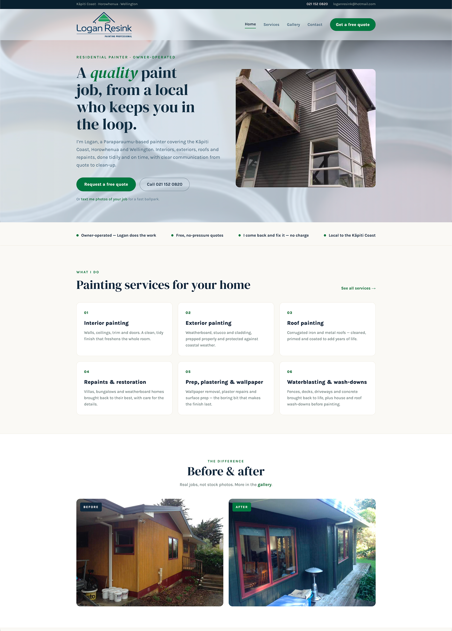 Resink Painting website - owner-operated painter