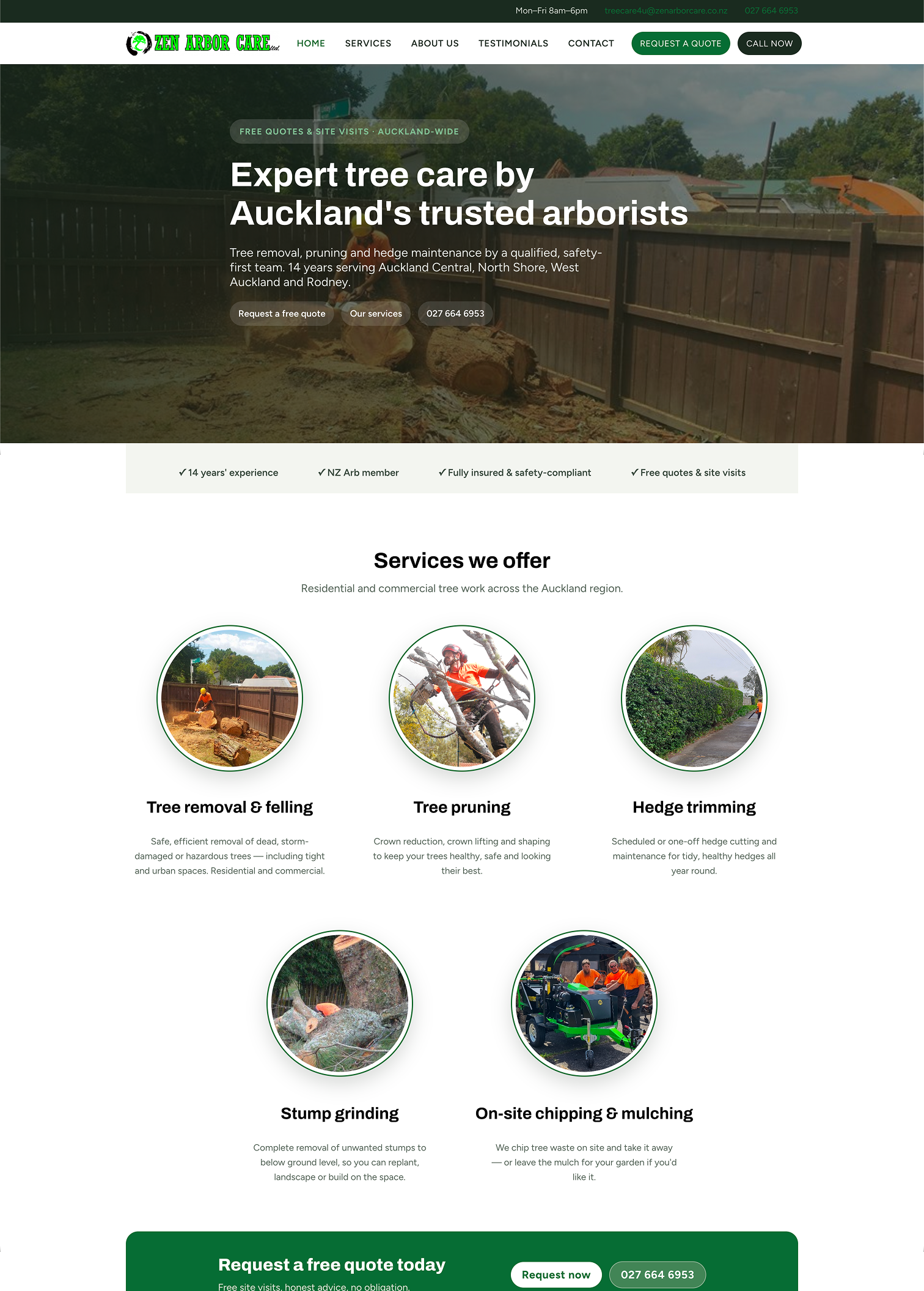 Zen Arbor Care website - Auckland arborists